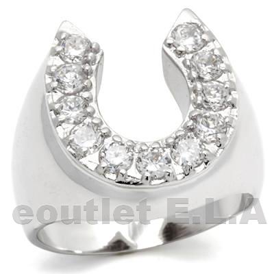 11-STONE LARGE CZ HORSESHOE RING -sz 13